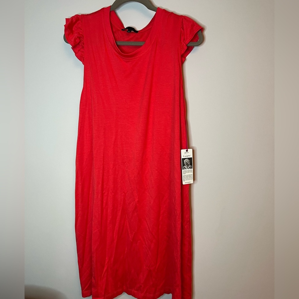 Gibson Sugarplum red/coral ruffle tee shirt dress size XXL